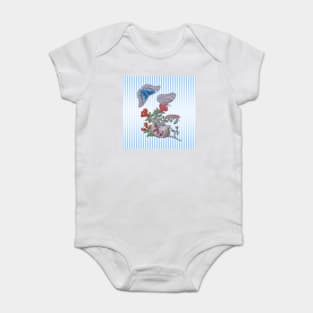 Blue Morpho Butterfly On Pomegranate Baby Bodysuit